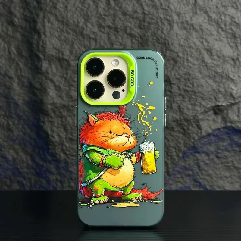 Funda de teléfono móvil anticaída para iPhone 11, iPhone 12, iPhone 13pro, 14PRO, 15, 15PRO, 15pro Max, graffiti personalizado, animal pequeño