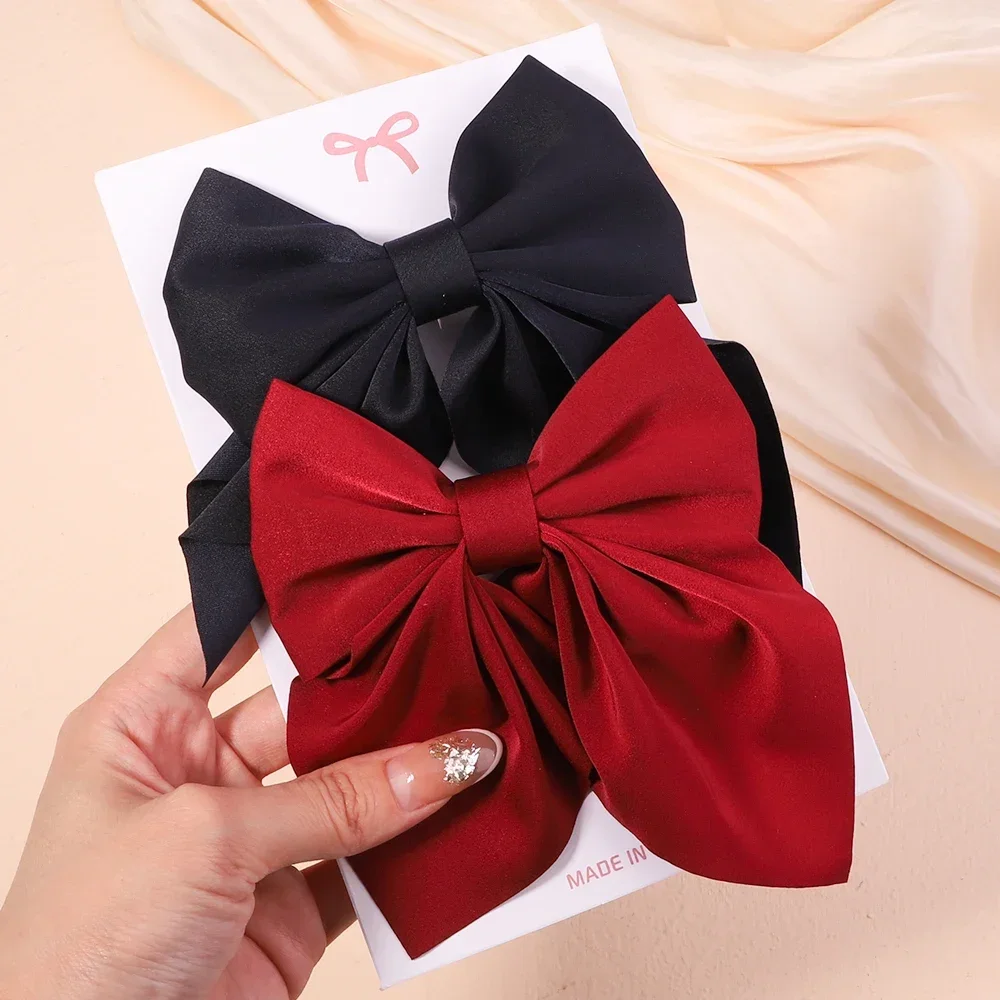 

2Pcs/set Girls Sweet Print Bows Hair Clips Women Hairpins Ribbon Barrettes Duckbill Clip Headwear Female Summer Hair Accessories