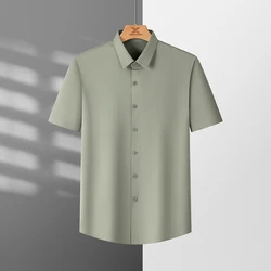 High end brand classic solid color men's short sleeve POLO shirt 2024 summer silk ice feeling comfortable casual businessT-shirt