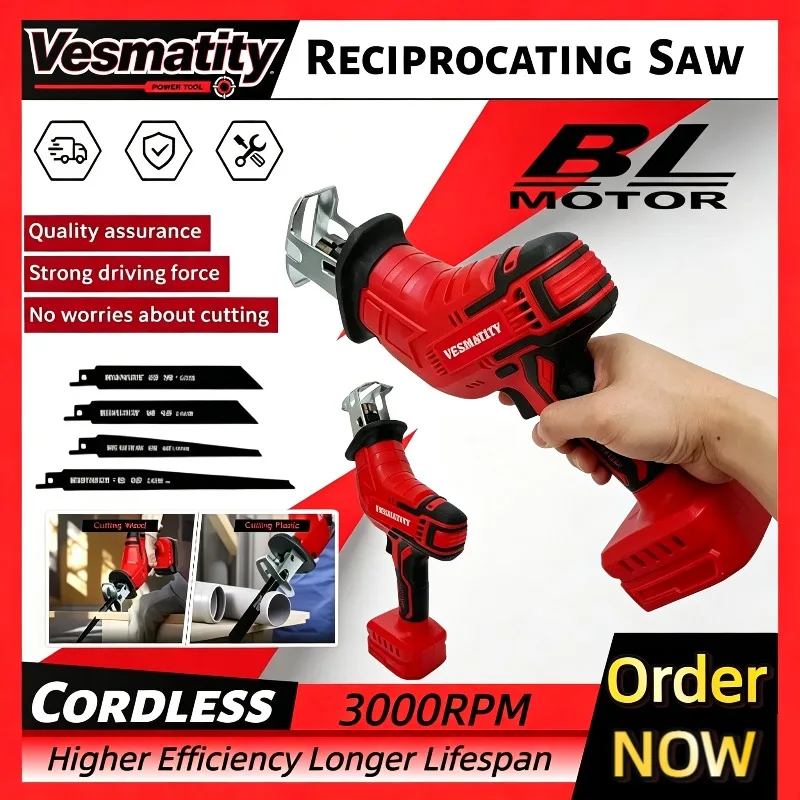 Cordless Electric Reciprocating Saw Fast Wood Metal Pipe Cutting, Electric Power Saw Cutting Saw For Milwaukee Battery