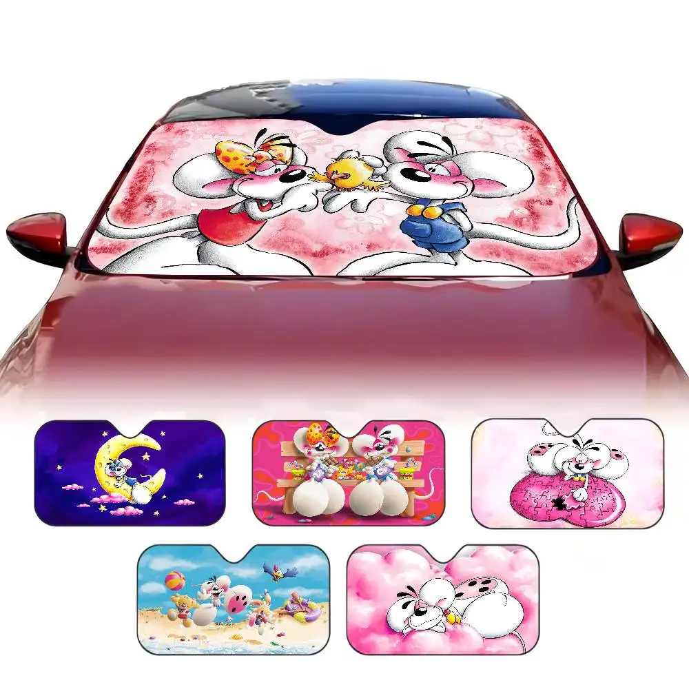 Character D-Diddl Cute Logo Car Window Sun Shade Windshield Anti-UV Protection Front Rear Windshield Block Cover Visor