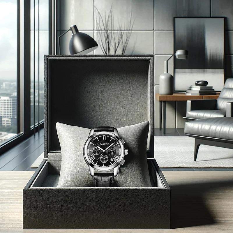 

Мужские серебристо-черные деловые повседневные элегантные кварцевые часы из искусственной кожи с тремя циферблатами и календарем