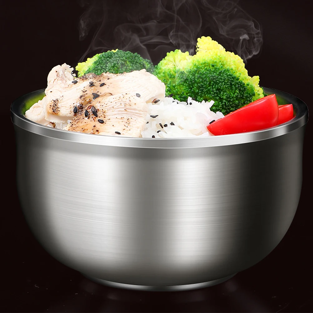 

Stainless Wall Rice Soup Noodle Salad Food Container Kitchen Stainless Steel Supply Salad Bowl Household Bowl