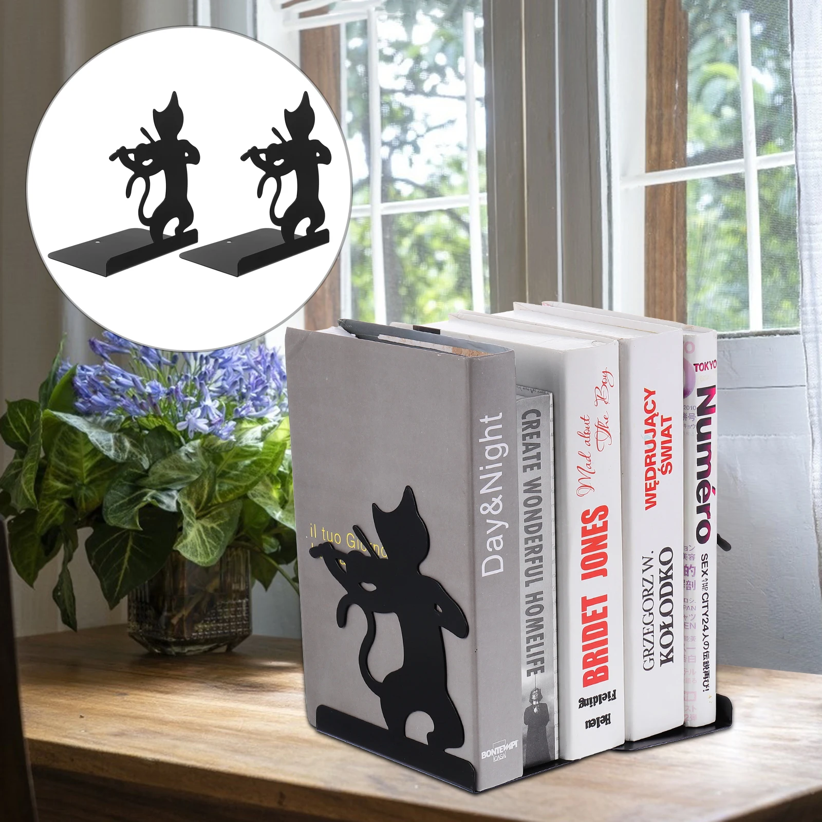 

Creative Cat Shape Bookend Premium Iron Metal Book Holder Decorative Book Organizer For Home Office Library Classroom