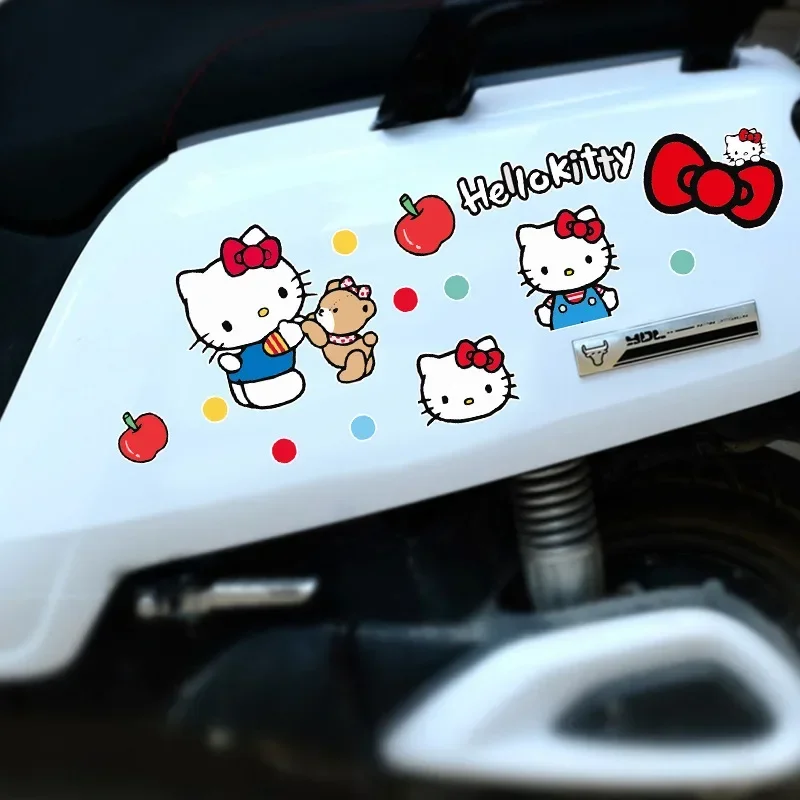 Sanrio Cute Cartoon Hello Kitty Motorcycle Electric Car Scratch Cover Battery Car Helmet Decoration Laptop Sticker Wholesale