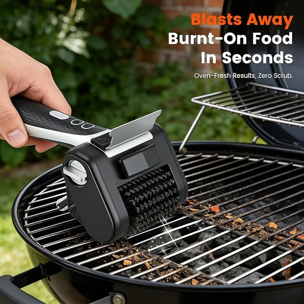 Electric Grill Brush Features 450 RPM Motor Ensuring Efficient And Thorough Cleaning Of Grills 350