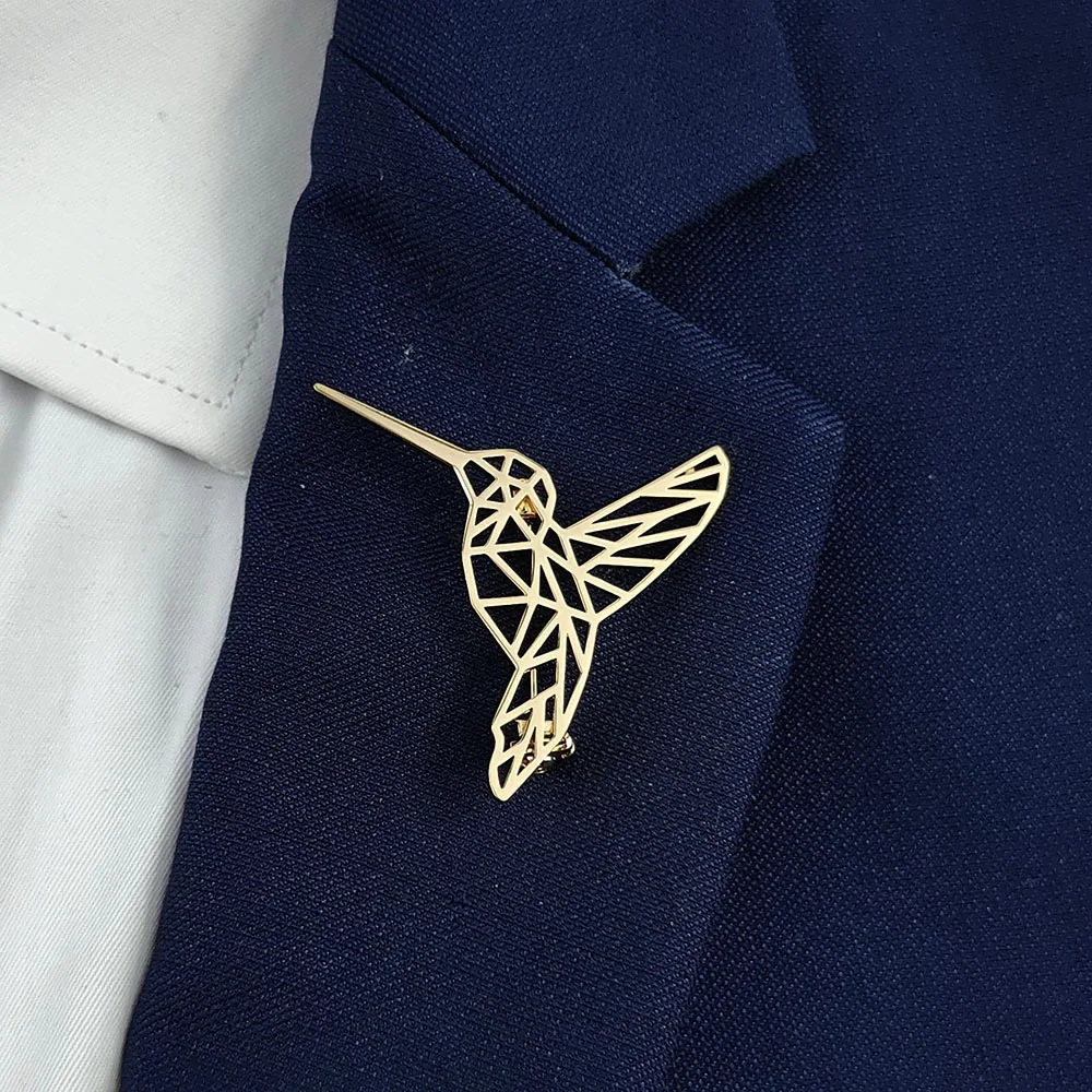 Spilla in acciaio inossidabile placcato oro 18 carati con linee cave in stile punk alla moda, accessori per abiti neri, set coordinato per matrimonio