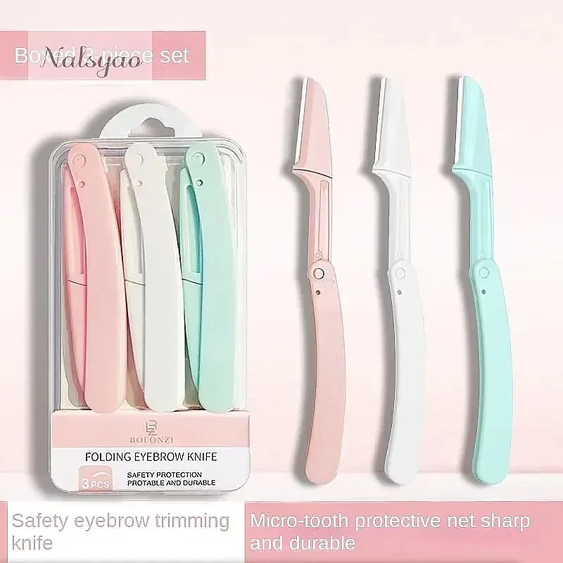 Safe Folding Face Trimmer for Women Ladies Eyebrow Shaver Anti-Scratch Blade Makeup