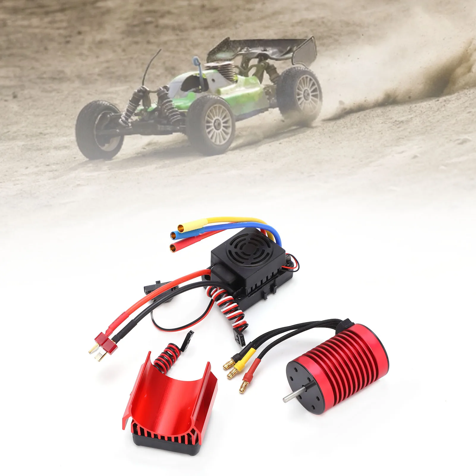

【HOT】Waterproof F540 4370KV 4 Pole Brushless Motor 60A ESC Set with Heat Sink Combo for 1/10 RC Car