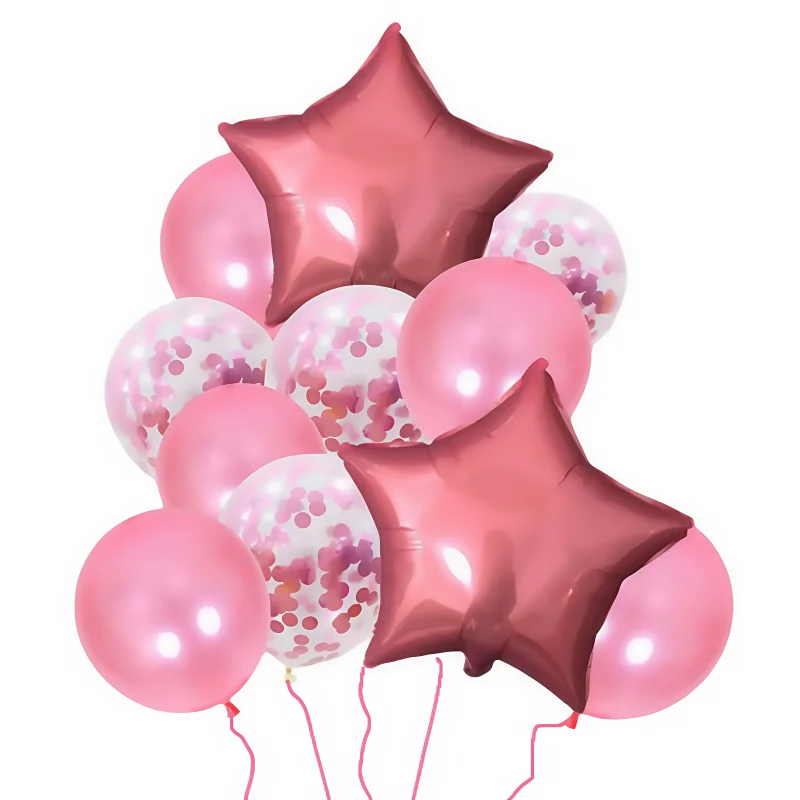 

11pcs Pink Mix StarMulti-color Latex Aluminum Foil Balloons Birthday Party Decorations Kids Adult Wedding Anniversary Globos