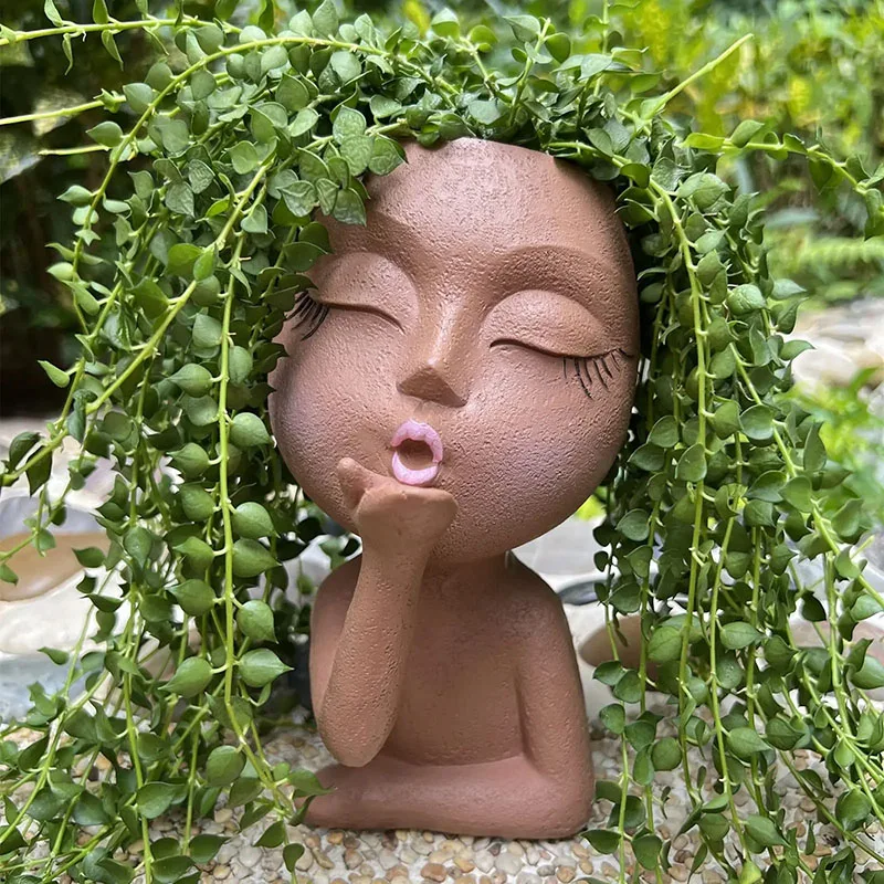 Girls Face Head Flower Planter Succulent Plant Flower Container Pot  Flowerpot Home Decor Tabletop Ornament Garden Decoration - AliExpress 15