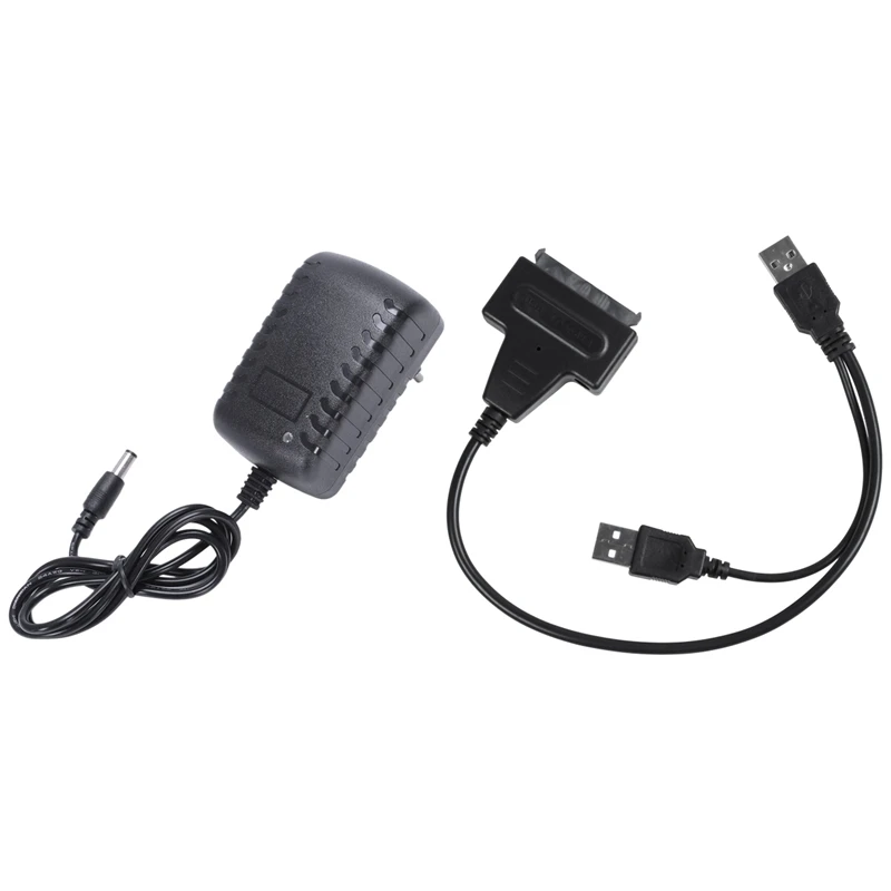 AC 100 - 240V To DC 12V 2A Power Supply Adapter & USB 2.0 To IDE SATA Adapter For HDD/SSD Laptop Hard Disk Drive Cable