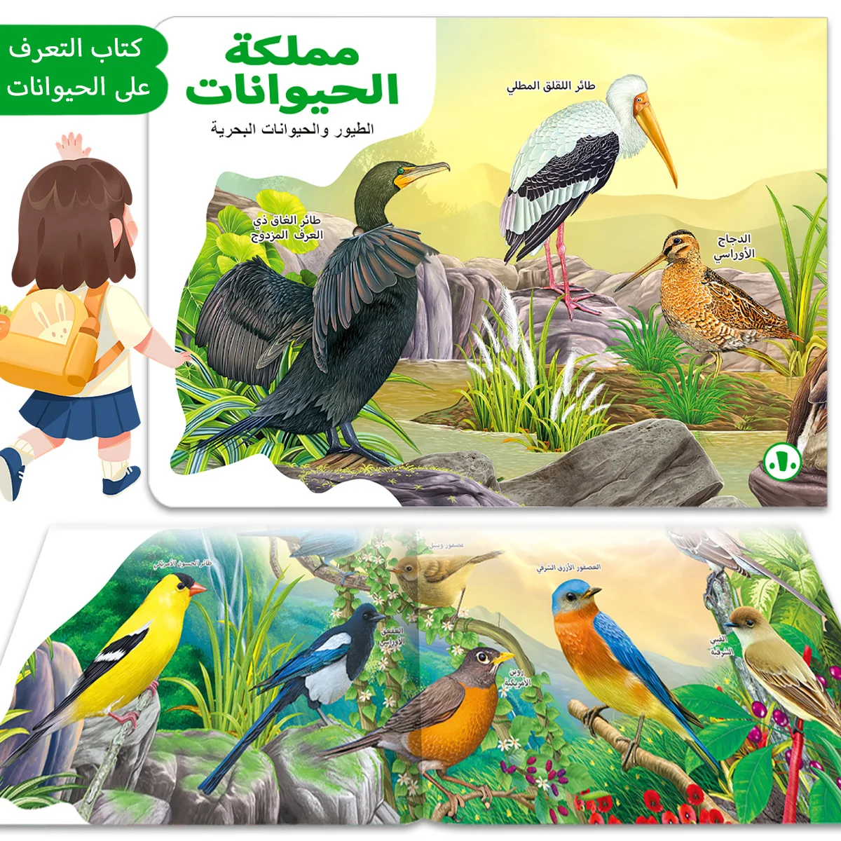 كتاب موسوعة الأطفال العربية عن الطيور والحيوانات البحرية