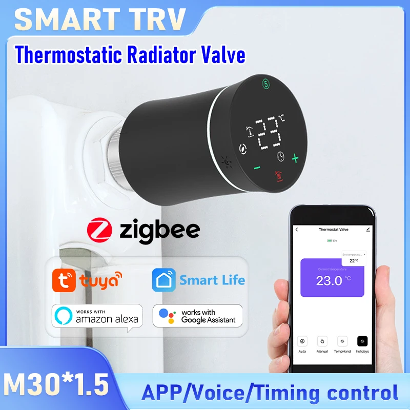 

Tuya Zigbee Smart TRV (Thermostatic Radiator Valve),Constant Temperature Control, APP Remote & Timer, Energy Saving