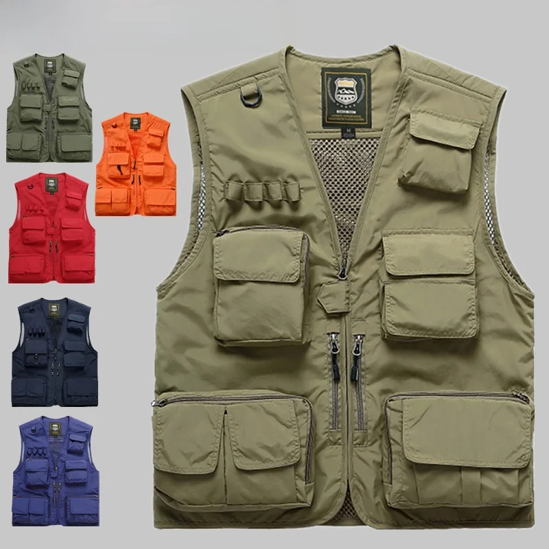 

Men's Multi-ket Fiing Vest Casual Outdoor Photoaphy Workwear Jaet Thin oulder Pad Faionable Ci Sle Travel