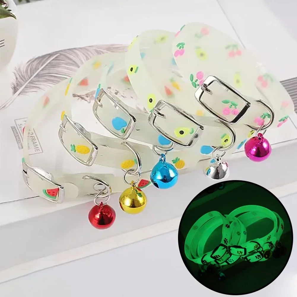 Pet Glowing Collars With Bells Glow At Night Dogs Cats Necklace Light Luminous Neck Ring Accessories Adjustable Dropshipping