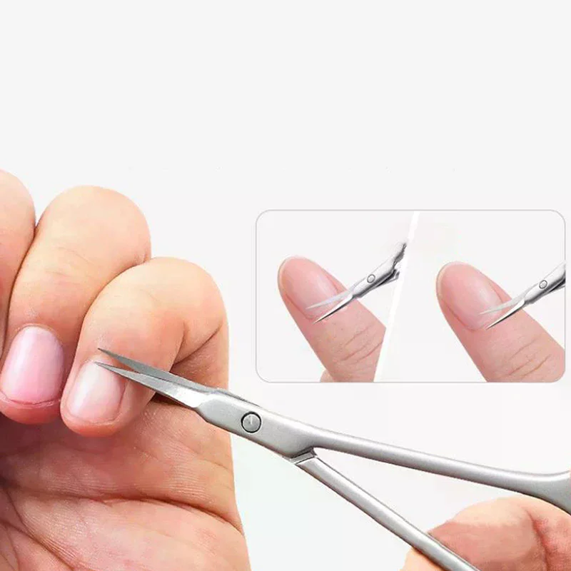Edelstahl Nagelhautschere Dead Skin Remover für Nägel Kunstknipser Russische Nagelschere Maniküre Schere mit gebogener Spitze