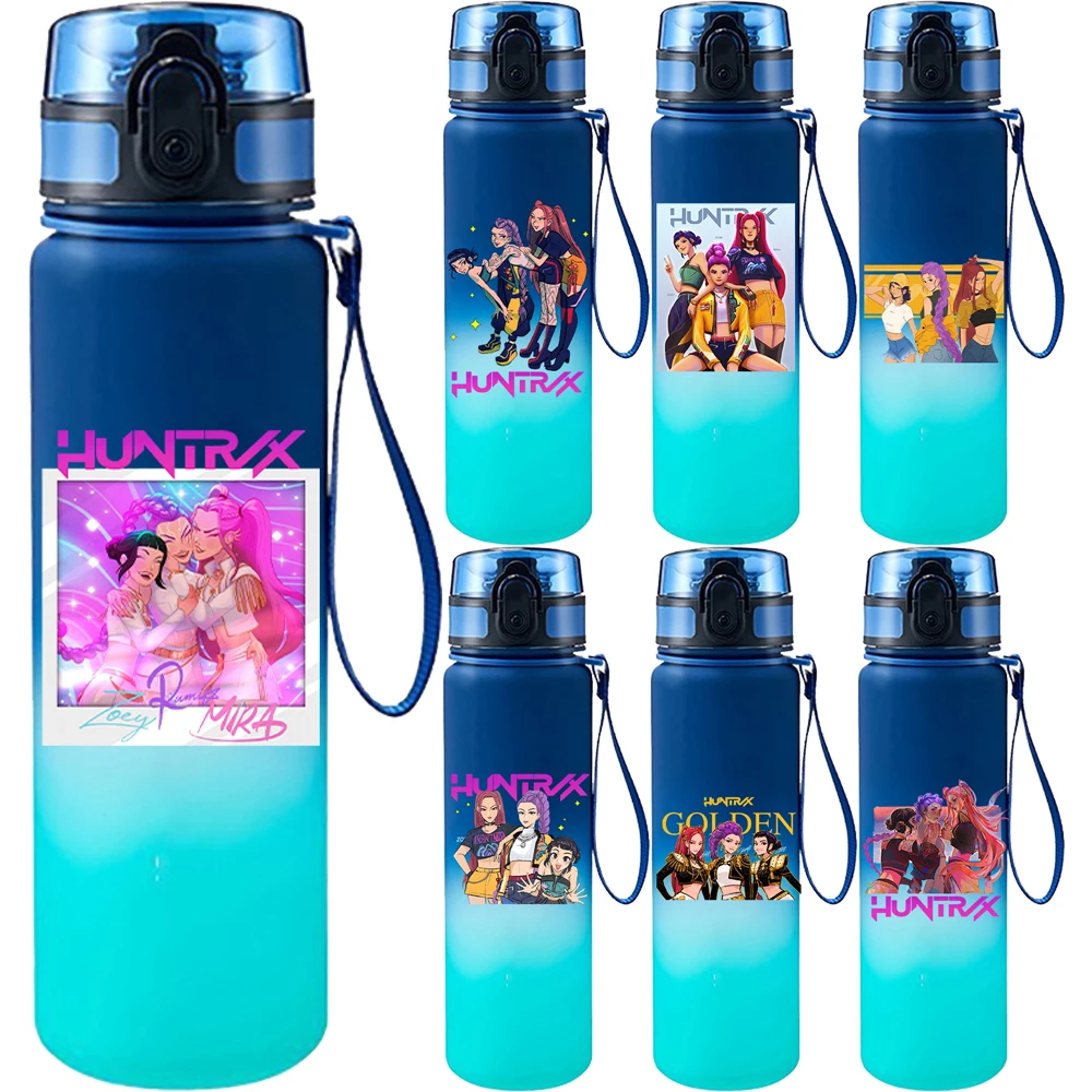 

650Ml Movie Kpop Demon Hunters Sport Water Bottle Flip Cover Drinking Bottle Rumi Mira Zoey Travel Fitness Jugs Birthday Gifts