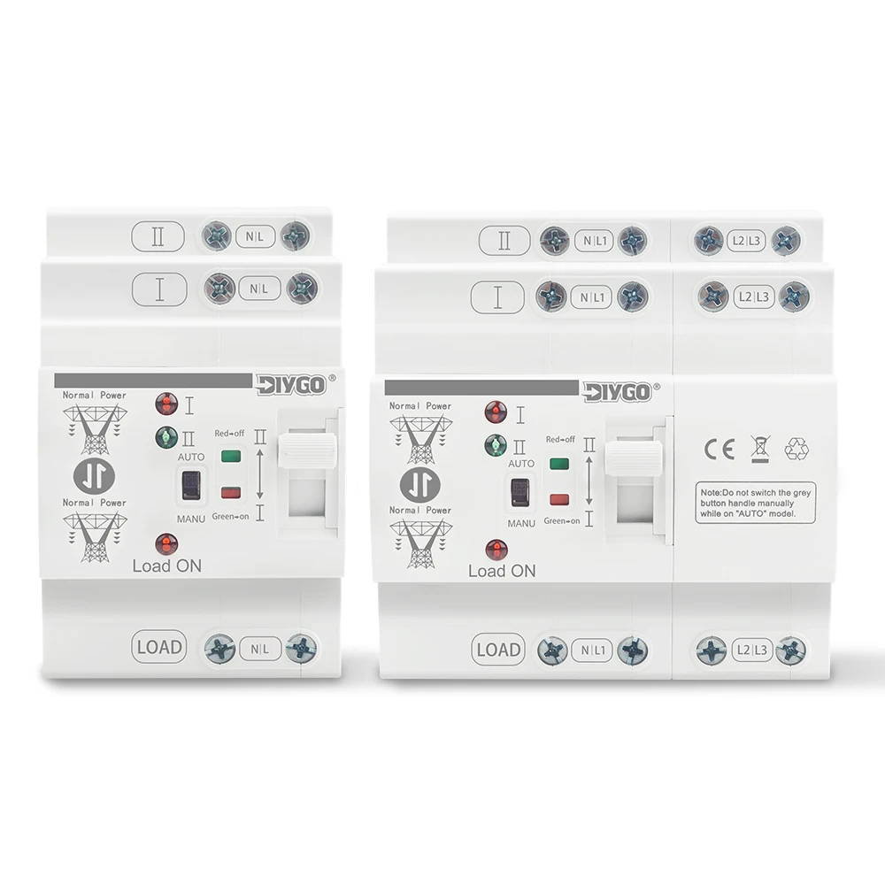 Automatic Transfer Switch ATS Dual Power Electrical Selector Switches 110V/220V DIN Rail For Ground-Mount/Rooftop Solar Systems