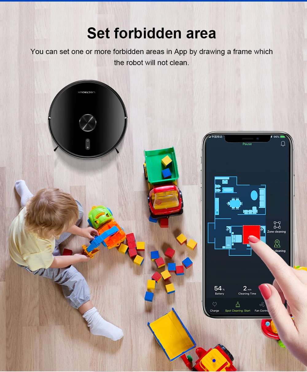 Liectroux X6 LDS Robot Vacuum Cleaner,Laser Lidar Navigation,Wet & Dry Mopping,6500Pa Suction,Multi-Floor Map,Customized Smart H