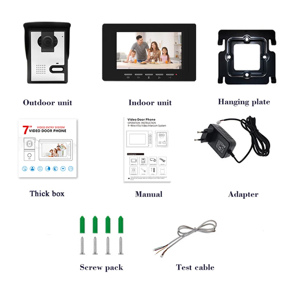 7Inch IPS Screen 4 Wired Video Door Phone  IR Night Vision Intercom Visual Door Camera Peephole Viewer