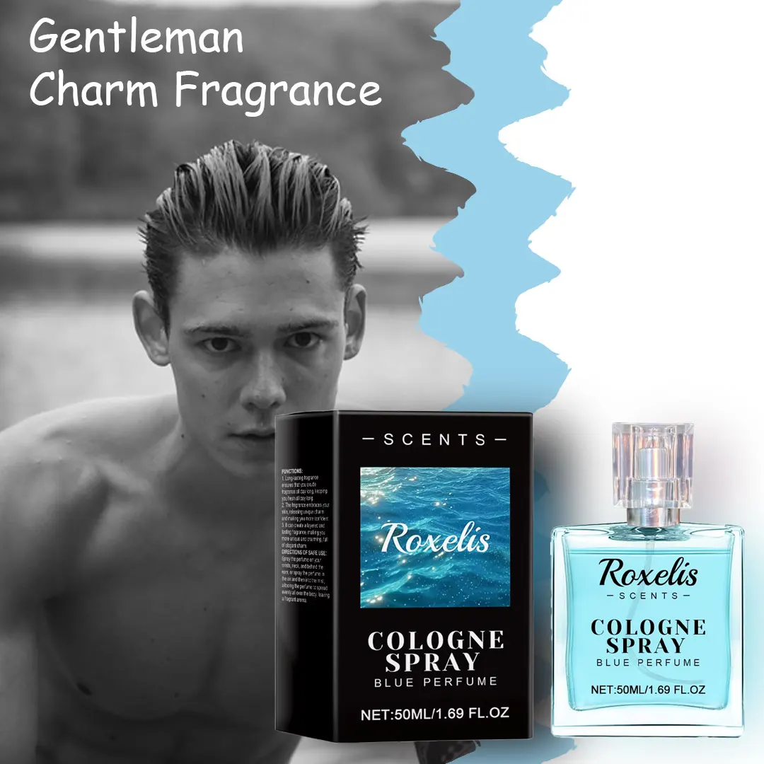 Roxelis Colonia Blue Ocean de 50 ml para Hombre y Mujer, Fragancia Fresca de Larga Duración, Aroma Romántico Portátil para Uso Diario y Citas