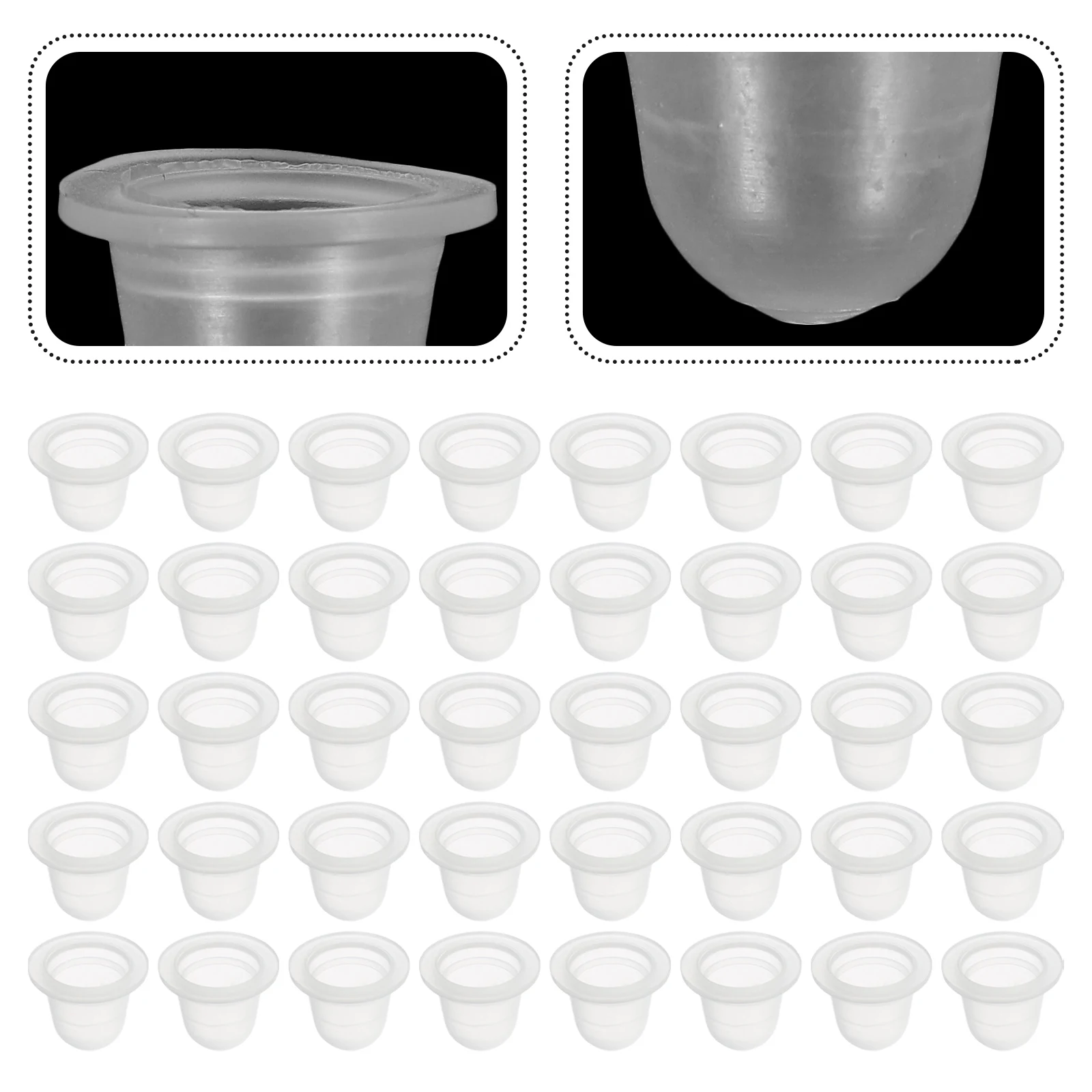 

200pcs Pigment Cups Tattoo Accessories U Shaped Ink Containers Silicone Transparent Reusable Disposable Kits For Ink Storage