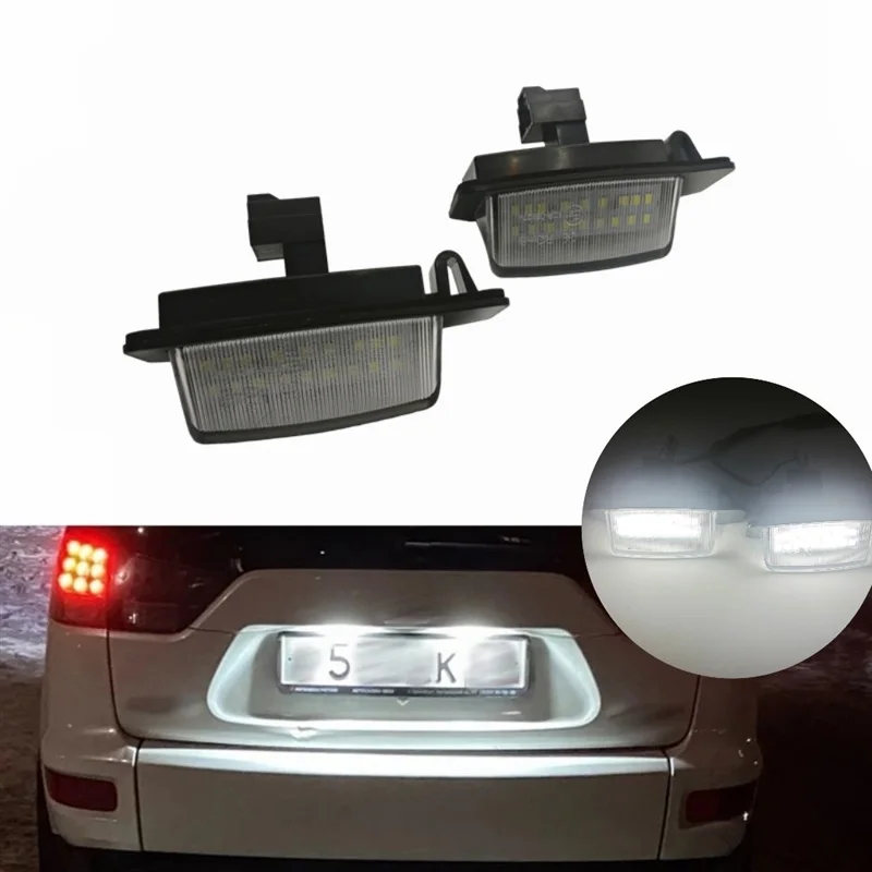 For Peugeot 4007 ION Citroen C-Crosser C-Zero Mitsubishi Outlander Eclipse Lancer White LED Rear License Plate Lights No Error