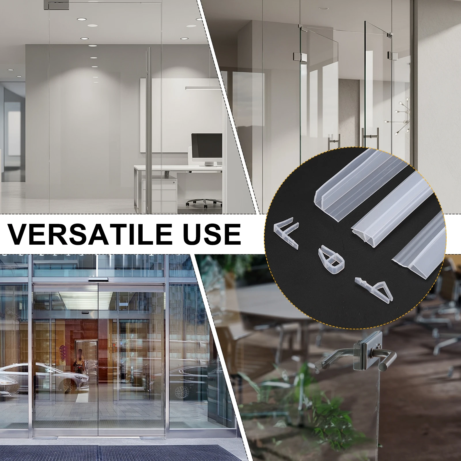 1/2Pcs Shower Door Seal Strip F/H/U Silicone Rubber Frameless Glass Door Sealing Strip to Stop Leaks Flexible Weather Stripping