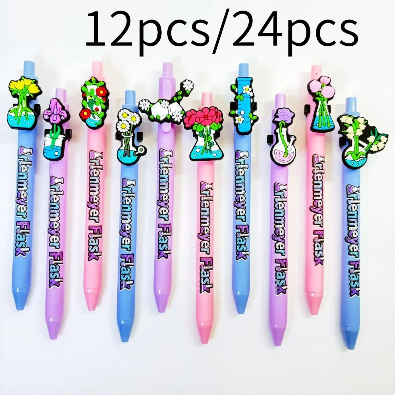 

12pcs/24pcs Creative Laboratory Bottle Themed Ballpoint Pens Laboratory Vase Series Ballpoint Pens Student Writing Gift Pens