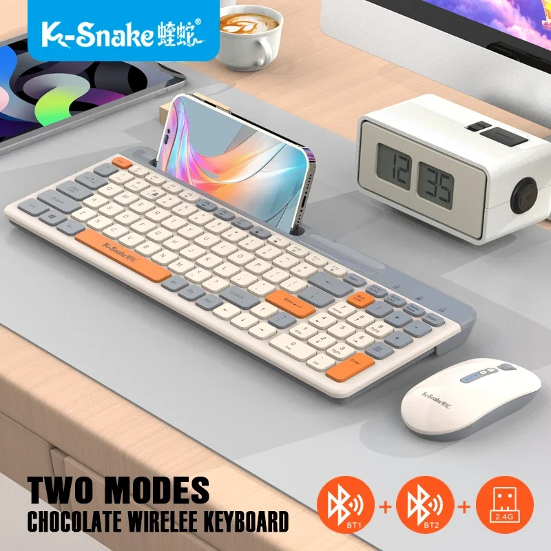 

100 Keys 2.4GWireless Bluetooth Keyboard Dual Mode Connection Suitable for Mobile Phones Computers Laptops