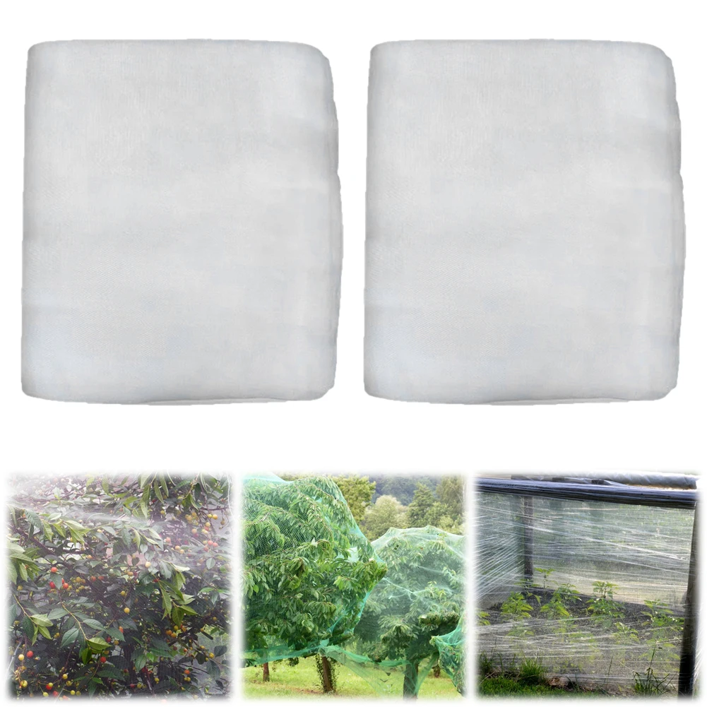 Confezione da 2 pezzi 8x32Ft Piante Copertura in fila Rete a rete Barriera antiparassitaria per insetti Rete per uccelli per piante vegetali Frutta Fiori Alberi