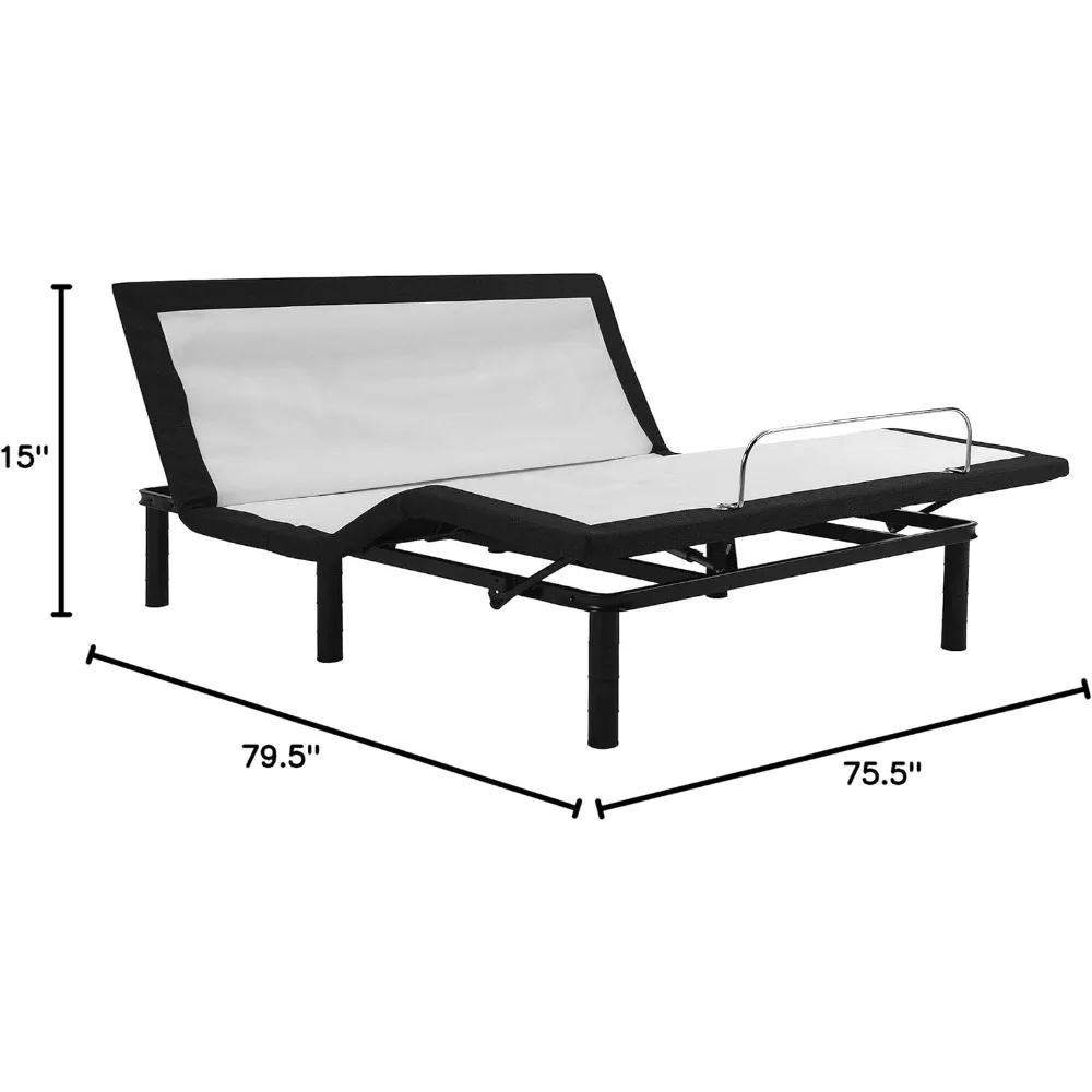 Adjustable Bed Frame with Massage, Anti-Snore, USB Charging, Under Bed Lights, Wireless Remote Head and Foot Incline