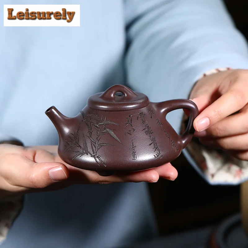 

170ml High End Chinese Yixing Purple Clay Teapot Raw Ore Zisha Beauty Kettle Famous Handmade Stone Scoop Pot Kung Fu Teaset Gift