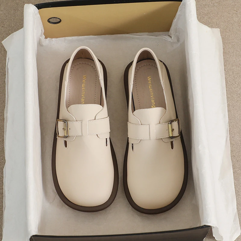 

French-style round-toe slip-on soft-soled women's flat shoes for autumn