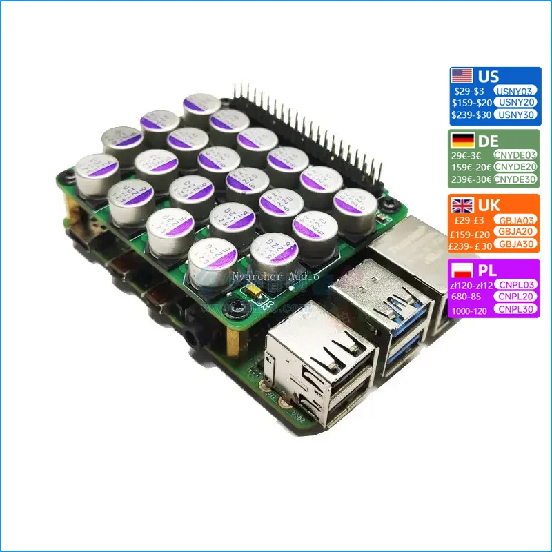 Nvarcher Raspberry Pi DAC Decoder Audio filtro di alimentazione alimentazione purificazione Moudle 5116uf per la trasmissione digitale