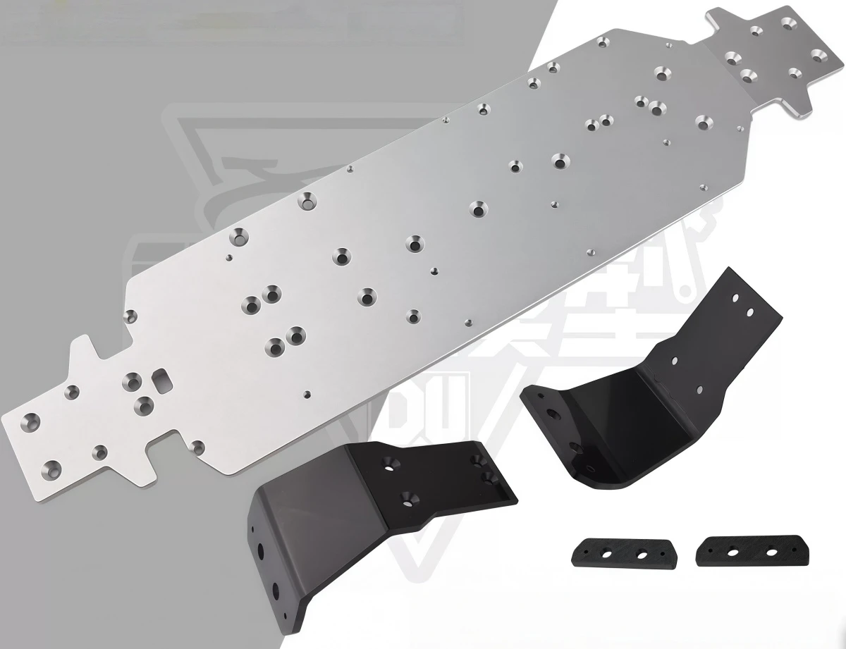 5mm Thick 7075 T6 Aluminum CNC Chassis for TEKNO MT48 2.0 1/8 RC Monster Truck, One Piece Machined Upgrade Main Chassis