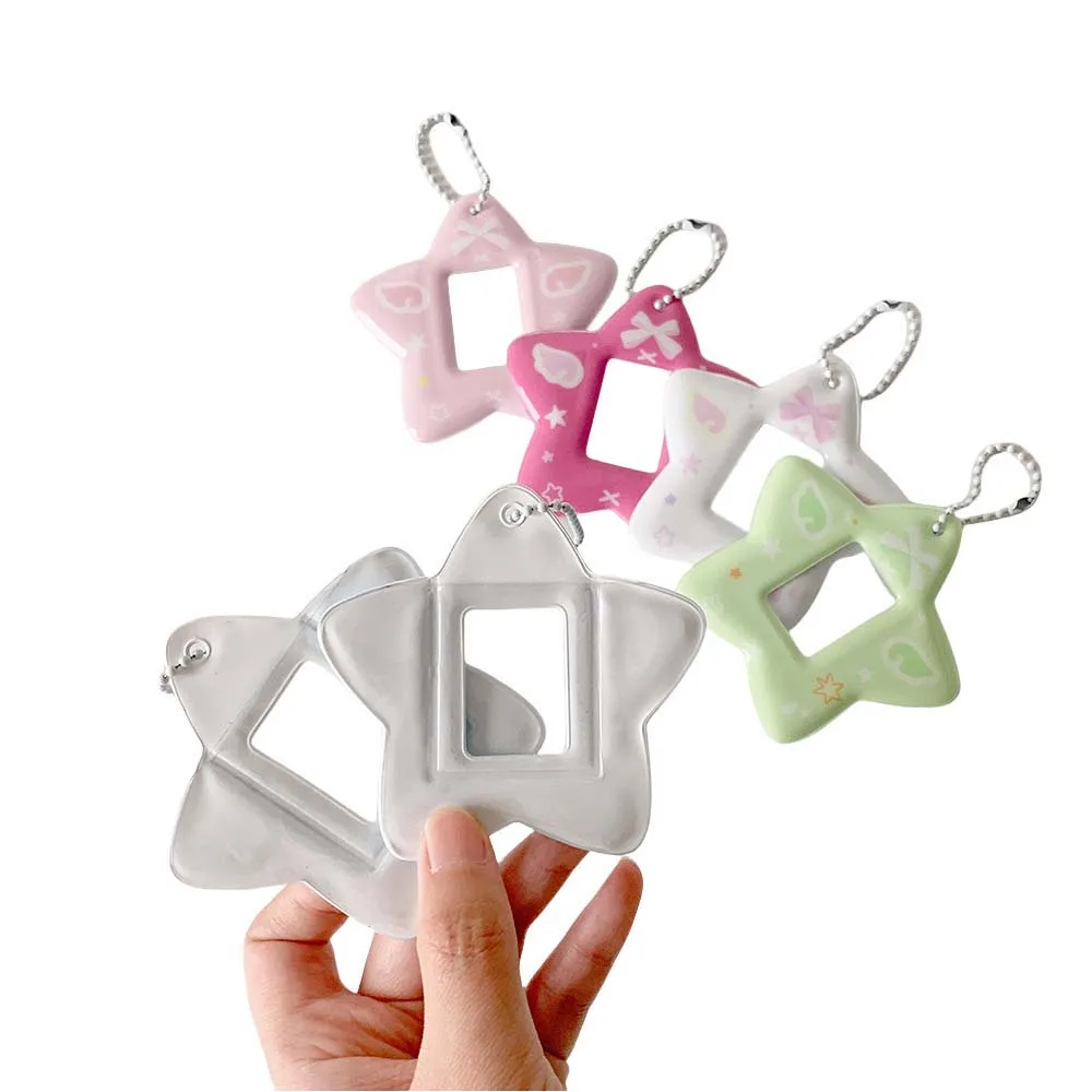 With Keychain Mini Photocard Holder Star Pendant Hanging Decoration ID Photo Photocard Frame Idol Photo Card PVC Card Cover