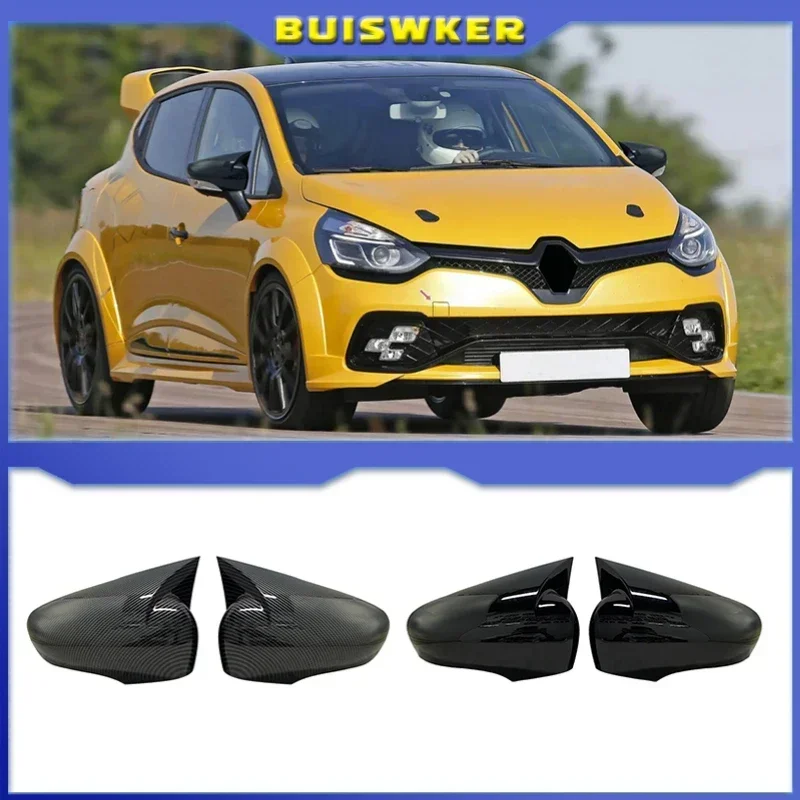 

Glossy Black/Carbon Look Car Side Door Rearview Mirror Cover Cap For Renault Clio 4 Mk4 / Zoe / Captur 2012-2019 Mirror Case