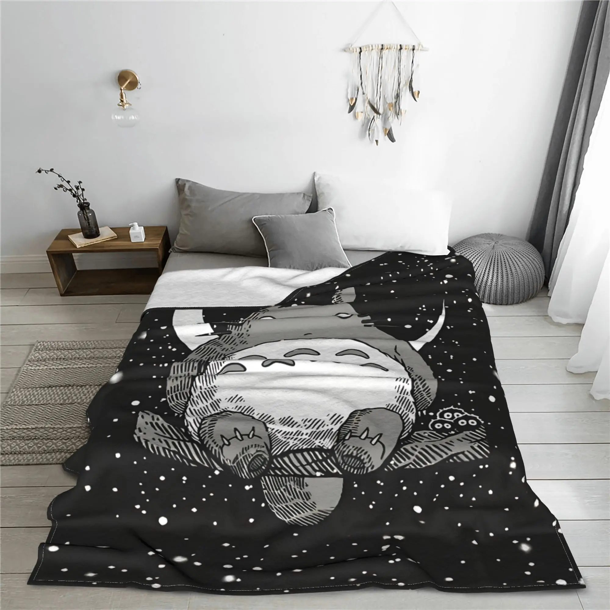 1PC home Cutecore Room Decor My Neighbor Totoros Blanket Throw Blanket  Novelty Warm Blanket All Season