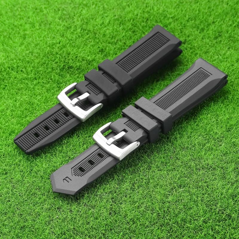 Luxury Silicone Rubber Watchband 22mm 20mm Pin Buckle Breathable Logo Strap Fit For TAG Heue Carrera Aquaracer Watch Accessories