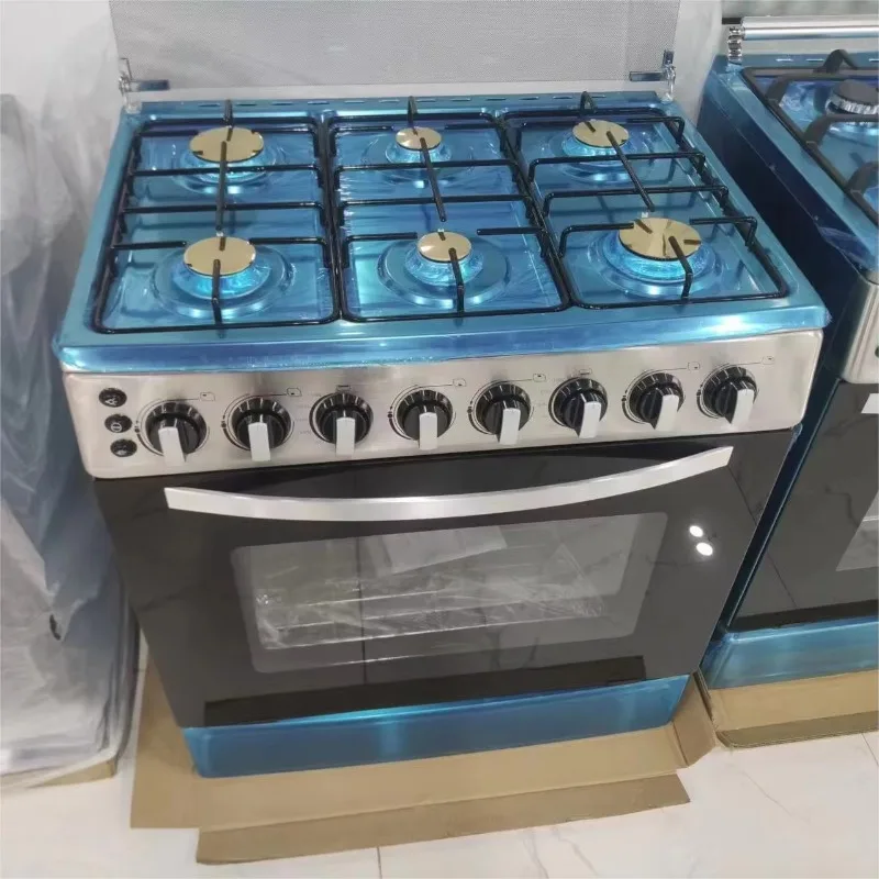 Commercial Traditional Stainless Steel 6-Gas Vertical Stove Oven 120L Burner Integrated Machine for Outdoor Use Free-Standing