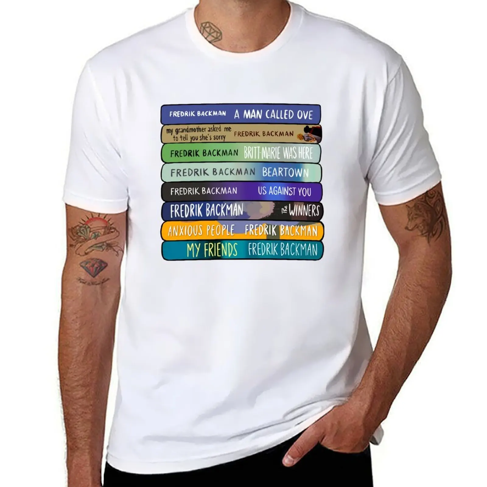 

Spine t shirts T-Shirt 100% Readers men for t Backman Art shirt Hand-Drawn cotton Fredrik Stack Book cotton 100% man –