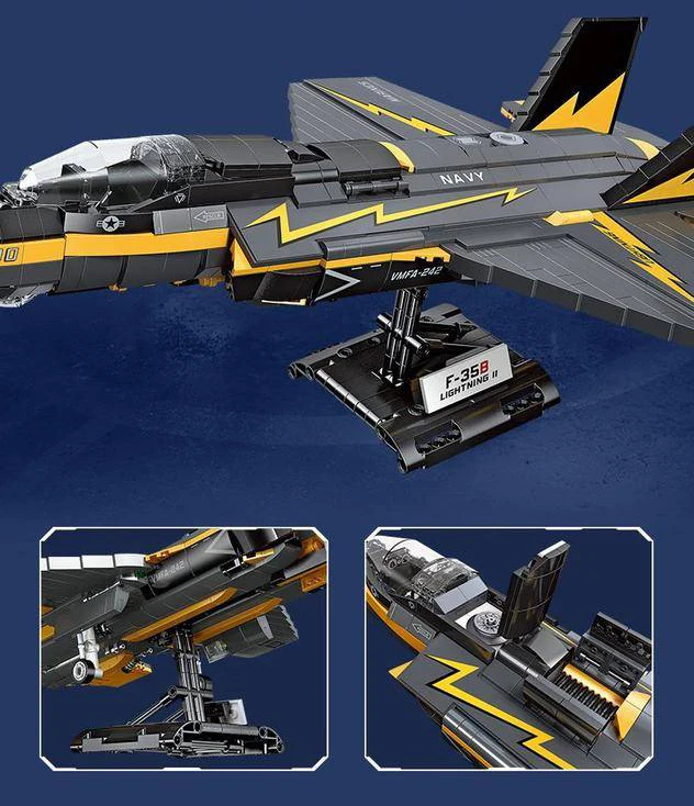 US F35B Lightning II Kampfflugzeug Militärisches Bausteinmodell Nighthawk F-117A Angriff Flugzeug Konstruktions-Bausteine Spielzeug – Detail 11