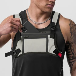 Sports Chest Bag with Phone Holder Lightweight Front Chest Pack Running Vest Bag Hip Hop Unisex Streetwear Bag Waist Pack