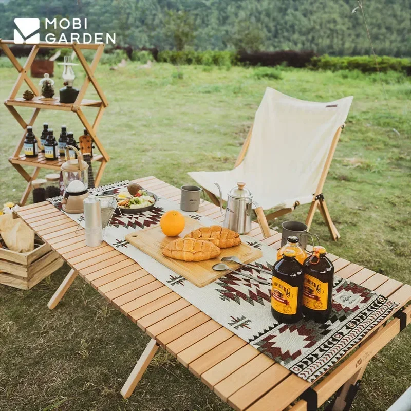 MOBI GARDEN Camping Mat Jacquard Table Blanket Family Coffee Table Dining Table Cotton Cloth Place Mat Picnic Decor Accessories