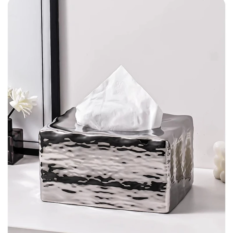 Ceramic Tissue Box Home Living Room New Cream Wind Living Room Coffee Table Advanced Sense Paper Box Decorations Ornaments