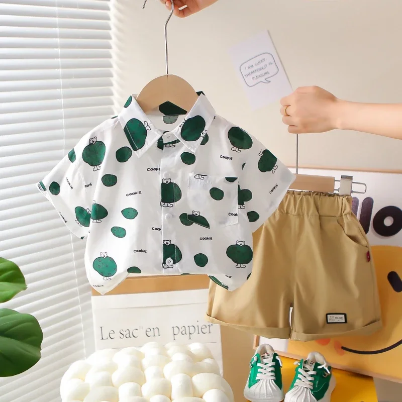 

New Summer Fashion Baby Boys Clothes Suit Children Shirt Shorts 2Pcs/Set Kids Clothing Infant Cartoon Costume Toddler Tracksuits