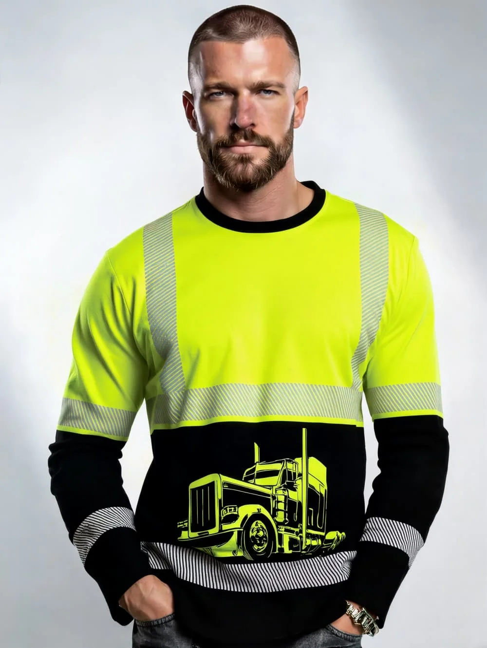 Construction Workers Uniforms Men's T-shirt Loose Casual Classic O Neck Long-sleeve Tops Comfortable And Breathable Work Clothes