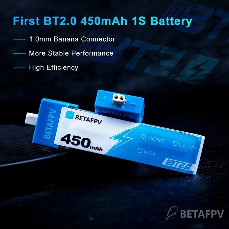 BETAFPV Drone Battery BT2.0 450mAh 300mAh 1S For BETAFPV Ceuts FPV Kit Racing Drone Original 4.35V 30C FPV Lipo BT2.0 Connector